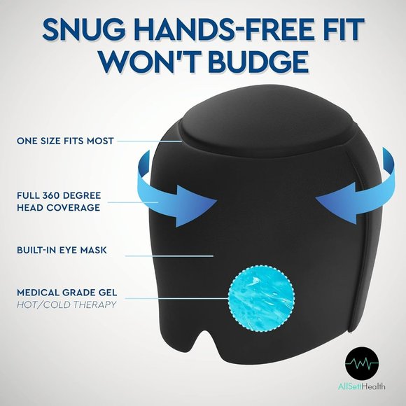 Hot/Cold Therapy Ice Head Wrap Microwave/Ice Pack Mask Headache/Migraine Relief - Picture 3 of 5